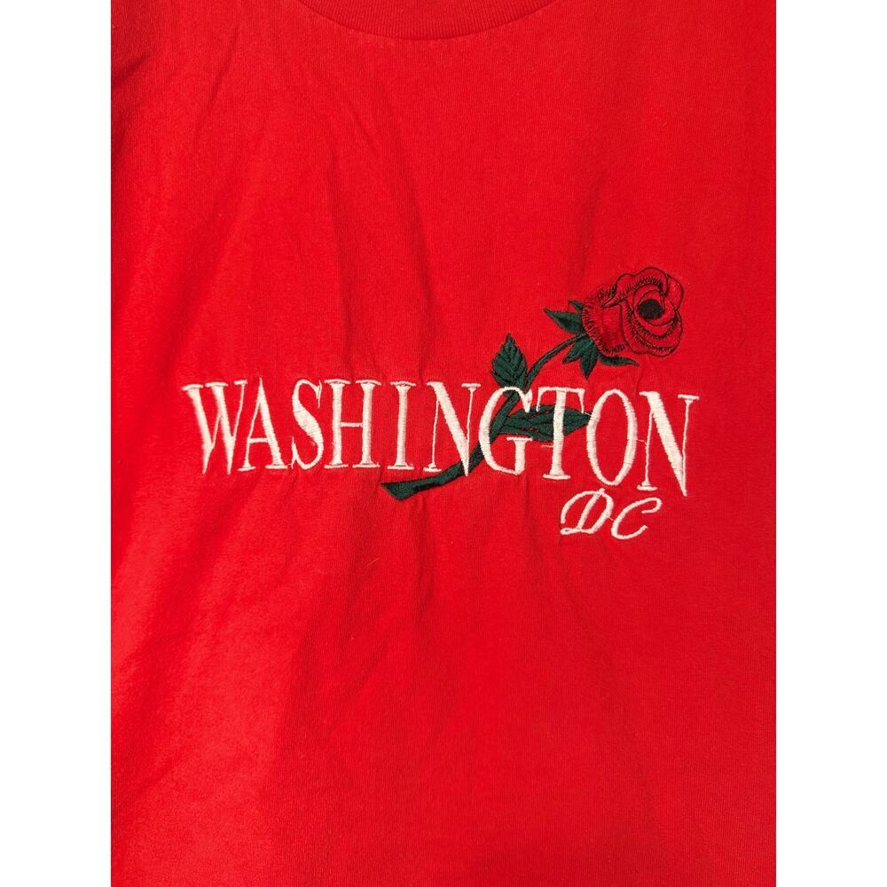 Vintage Washington DC T-Shirt Embroidered Red Rose Y2K M Americana Streetwear - Picture 3 of 7
